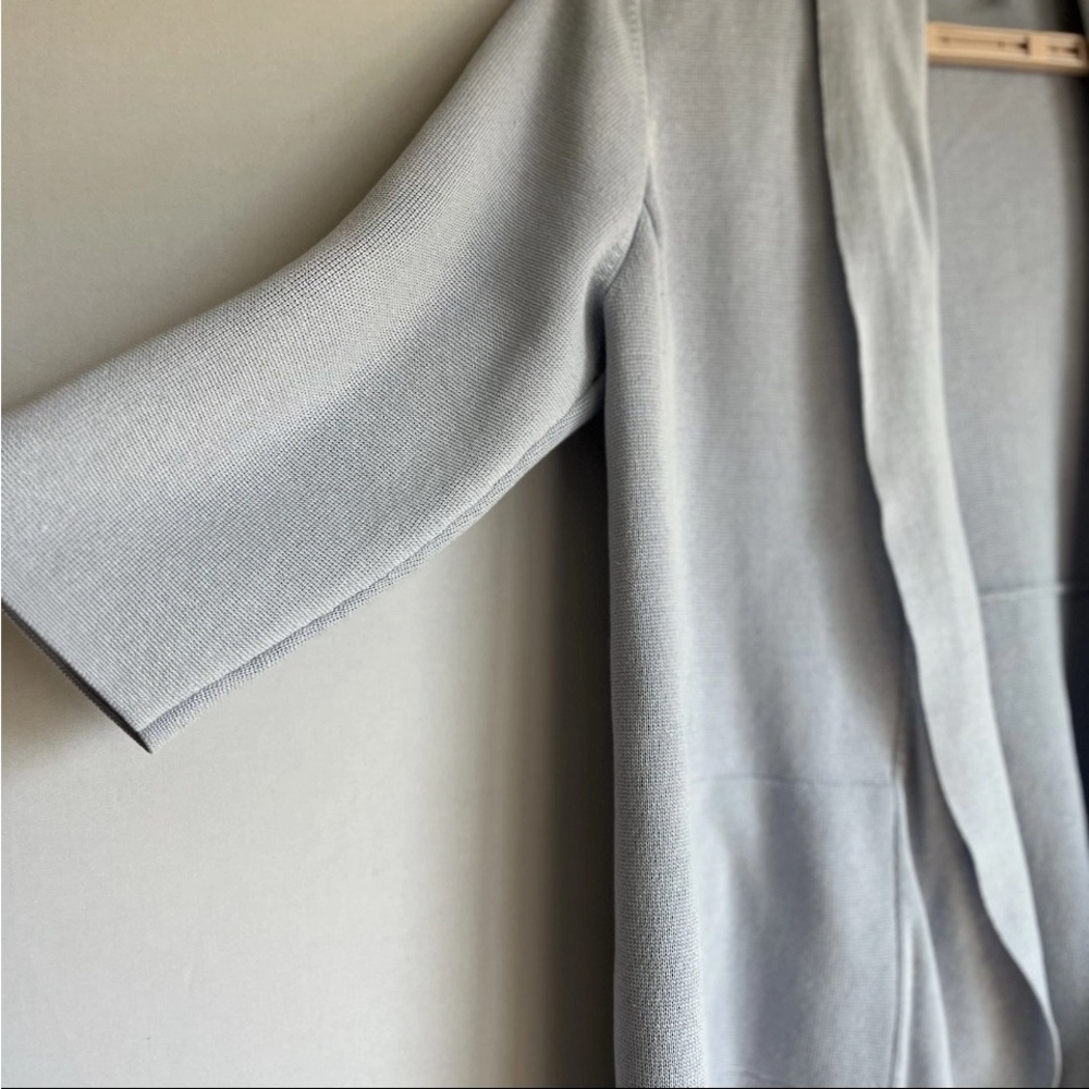 EILEEN FISHER Cardigan Sz M Silk Blue Open Front Shawl Casual Office READ - Picture 7 of 13